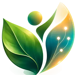 HumLeaf emblem: a leaf and a figure reaching upward